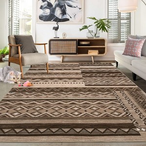 Washable Rug for Living Room Modern Bedroom Rug Geometrci Patchwork Rug Large Rug Non Slip Throw Rugs Stain Resistant Carpet - 1 of 4