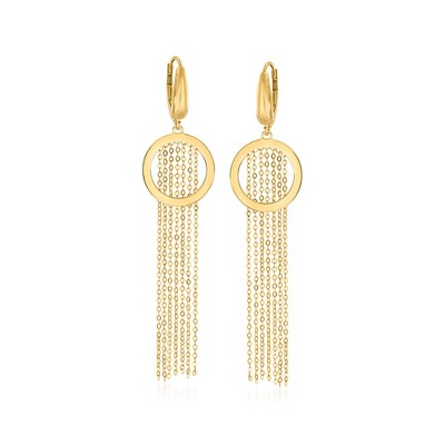 Ross-Simons Italian 14kt Yellow Gold Open-Space Circle Fringe Drop Earrings