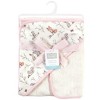 Hudson Baby Infant Girl Cotton Hooded Towel and Washcloth 2pc Set, Enchanted Forest, One Size - 2 of 2