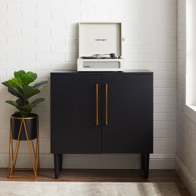 Everett Mid-Century Modern Black Accent Cabinet with Adjustable Shelf