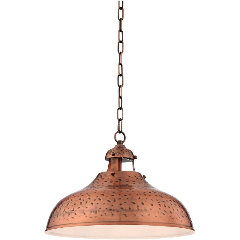 Franklin Iron Works Essex Dyed Copper Pendant Light 16" Wide Farmhouse Rustic Hammered Dome Shade for Dining Room House Foyer Kitchen Island Entryway, 5 of 8