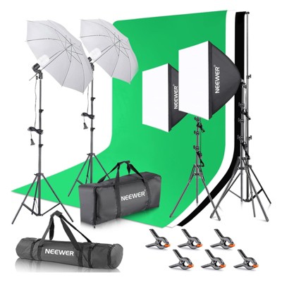 MaseiKar Photography Lighting kit,8.5x10ft Backdrop Stands,UL Certified 5700K 800W Equivalent 24W LED Umbrella Softbox Continuous Lighting