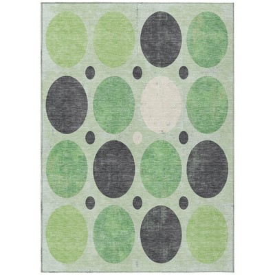 HomeRoots 10' X 14' Green Ivory And Charcoal Geometric Washable Indoor Outdoor Area Rug