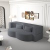 APRILSOUL Modern Floor Sofa with 2 Pillows, Convertible Teddy Fabric Foam-Filled Sleeper Sofa Bed, Full Size Folding Mattress - 4 of 4