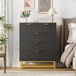 Wooden 5 Drawer Dresser with Metal Legs of Drawers for Bedroom, Living Room, Entryway - 1 of 4