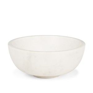 HomeRoots 10" White Marble Round Centerpiece Bowl - 1 of 4