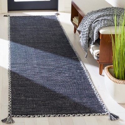Montauk Grey and Black Handwoven Cotton Runner Rug