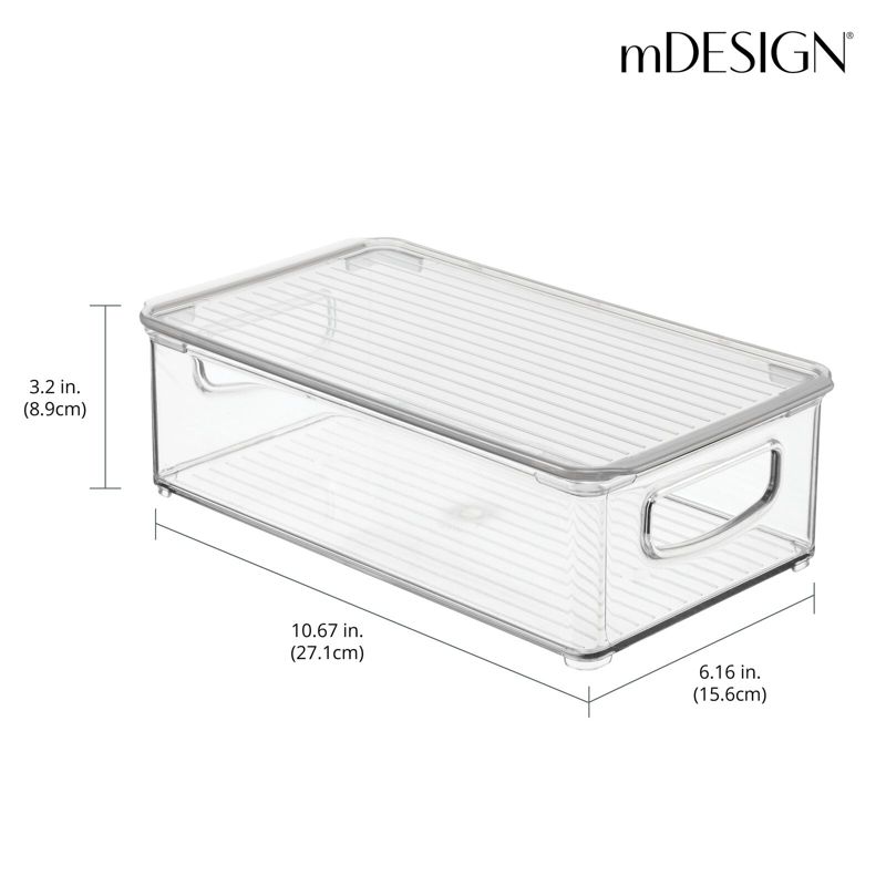 mDesign Plastic Storage Bin Box Container, Lid and Handles, 4 of 9