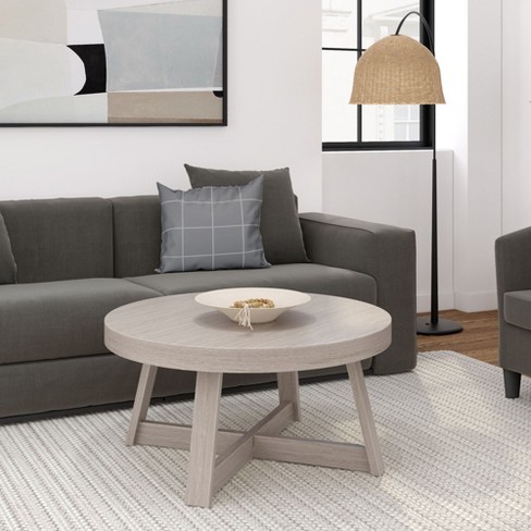 Plank+beam Solid Wood Classic Round Coffee Table, 36" Farmhouse Coffee ...