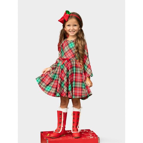 Mistletoe Princess Plaid Holiday Dress Mia Belle Girls, Red, 5y : Target