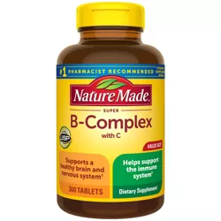 Nature Made Super Vitamin B Complex with Folic Acid + Vitamin C for Immune Support Tablets - 360ct