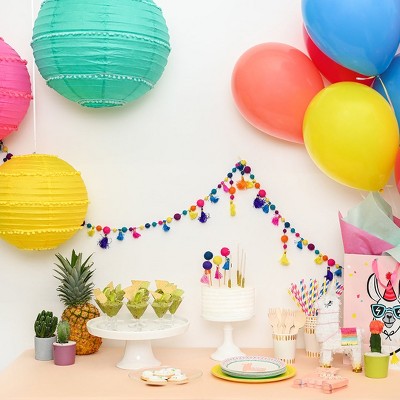 Handmade Multicolor Wool Pom Pom and Tassel Banner - 6 Feet