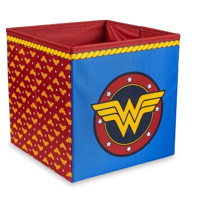 Robe Factory LLC DC Comics Wonder Woman Logo Storage Bin Cube Organizer | 11 Inches