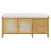 VYNXARIA Storage Bench,Vintage Shoe Bench with Storage and Cushion,Shoe Bench with 2 Drawers and 2 Rattan Door for Entryway,Bedroom - 4 of 4