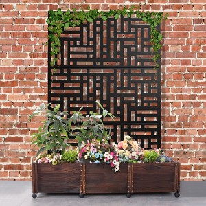 PexFix 72 in. x 47 in. Outdoor Metal Privacy Screen Garden Fence in Streets Pattern in Black - 1 of 4