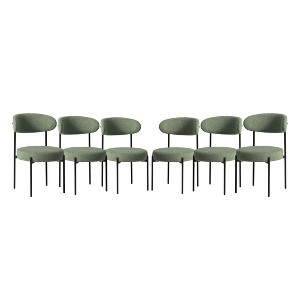 WestinTrends Alexandria Mid-Century Modern Upholstered Faux Shearling Round Dining Chairs - 1 of 4