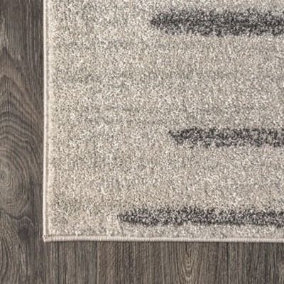 Aya 4' x 6' Gray and Ivory Striped Synthetic Area Rug