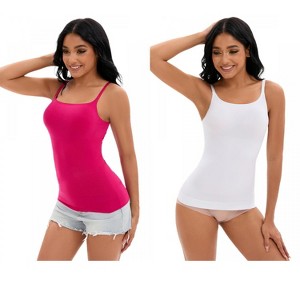 INSPIRE CHIC 2 Pcs Women's Adjustable Straps Cami Tummy Control Slimming No Trace Shapewear Camisole - 1 of 4