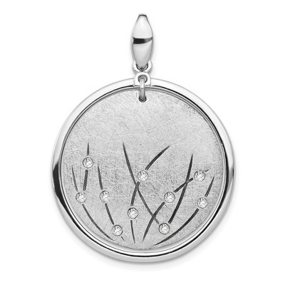 Black Bow Jewelry Sterling Silver Abstract Crystal Accent Circle Pendant, 29 x 40mm