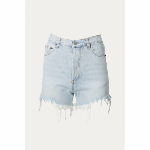 Women's DISTRESSED FRAYED HIGH-RISE DENIM SHORTS - By Together - image 1 of 2