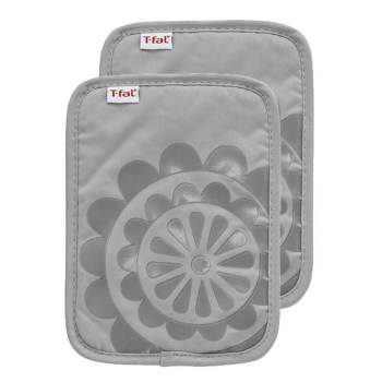 T-fal Medallion Print Silicone and Cotton Twill Pot Holder, Two Pack