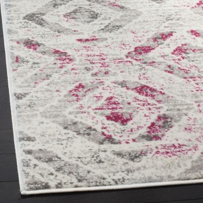 Ivory and Pink Medallion Synthetic 5' x 7' Area Rug