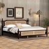 King Size Rustic Bed with Rattan Headboard and Footboard, Pine Wood Frame Bed with 10 Slats for Bedroom-Baofuwish - 2 of 4