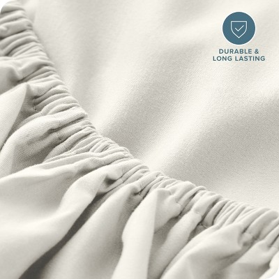 Twin XL Cream Deep Pocket Microfiber Fitted Sheet