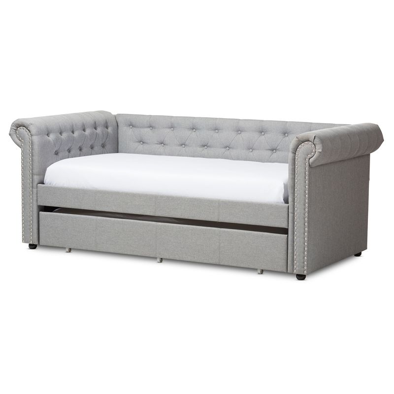 Twin Mabelle Modern and Contemporary Fabric Trundle Daybed - Baxton Studio, 1 of 7