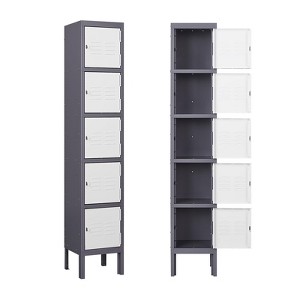 Mlezan 5-Door Metal Locker:  Steel Storage for Employees, Gym, Office, School, or Garage. Durable and Functional. Assembly Required. - 1 of 4
