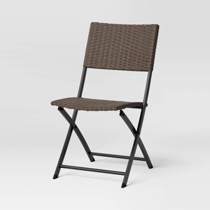 Wicker Outdoor Portable Folding Chair Brown - Room Essentials™ - 1 of 4