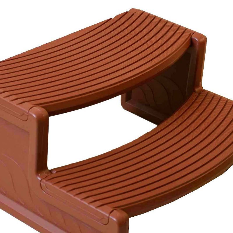 Confer Plastics Handi-Step 2 Step Hot Tub Stairs for Straight & Curved Spas, Outdoor/Indoor Step Stool for Garage, Home & Camping, Redwood, 5 of 6