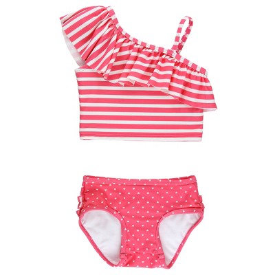 Toddler Girls' RuffleButts Reversible Peplum Swim Tankini Set