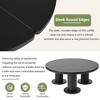 CENGHU Round Petal-Shaped Coffee Table, Cream Style Center Table with 3 Thick Legs, Minimalist Irregular Tea Table with Sleek Round Edges for Bedroom - 3 of 4