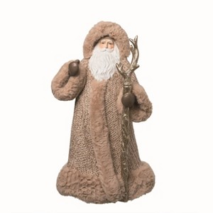 Transpac Resin Creme Christmas Cozy Santa Figurine with Staff Decorative Object for Holiday Cheer - 1 of 2