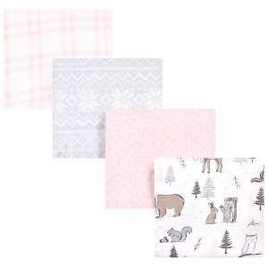 Hudson Baby Infant Girl Cotton Flannel Receiving Blankets, Winter Forest, One Size - 1 of 4