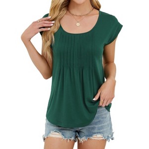 Women's Ribbed Knit T-Shirt - Relaxed Fit Crewneck Short Sleeve Top - 1 of 4