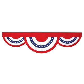 Collections Etc Triple Patriotic Banner Fence Decoration Red