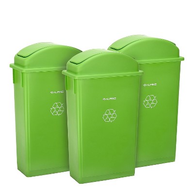Alpine Industries Polypropylene Commercial Indoor Trash Can with Swing Lid 23-Gallon Lime Green