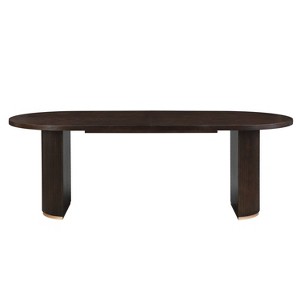 Christopher Knight Home Damian 88" Modern Minimalist Oval 6 Seater Dining Table with Double Pedestal Base Espresso - 1 of 4