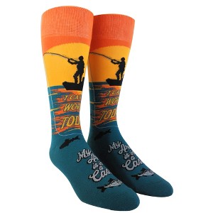 Crazy Dog T-Shirts I Cant Work Today My Arm Is In A Cast Socks Funny Fishing Novelty Funky Saying (Multi) - Mens (9-11) - 1 of 4