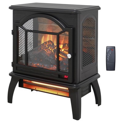 QingMoon Electric Fireplace Heater, 18" Portable Infrared Fireplace Stove with Realistic Flame Effects and Overheating Protection for Living Room