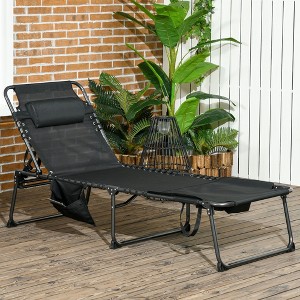 TiramisuBest Folding Chaise Lounge Pool Chairs with Pillow, Reclining Back, Steel Frame & Mesh for Beach, Yard, Patio – Blue - 1 of 4