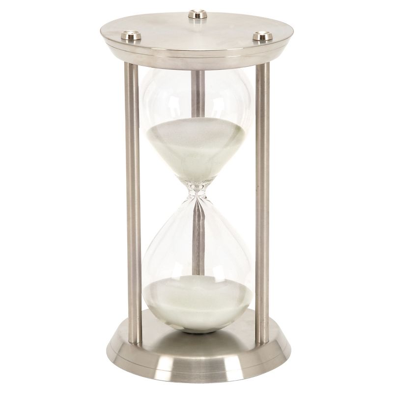 New Traditional Iron and Glass 60-Minute Hourglass (12") - Olivia & May, 1 of 5
