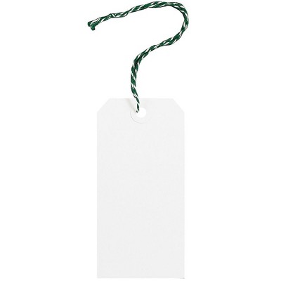 JAM Paper Premium Gift Tags w/String Medium 4 3/4x2 3/8 White w/Green String 91932671