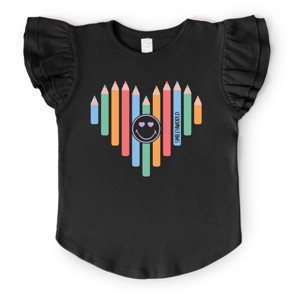 The Juniper Shop SmileyWorld Pencil Heart Flutter Sleeve Tee - 1 of 4