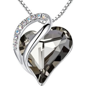 Infinity Love Birthstone Necklace for Women, Silver Plated Heart Pendant with Adjustable Chain - 1 of 4