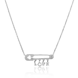 ELYA Women's Polished Love Safety Pin Stainless Steel Necklace - 1 of 4
