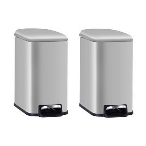 BestMassage 1.3 Gallon Trash Can Stainless Steel Garbage Can with Removable Inner Bucket Foot Pedal and Odor Control Kitchen Waste Bin - 1 of 4