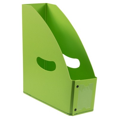 JAM PAPER Plastic Magazine File Holder - 4 x 10 1/2 x 12 - Lime Green - Sold Individually